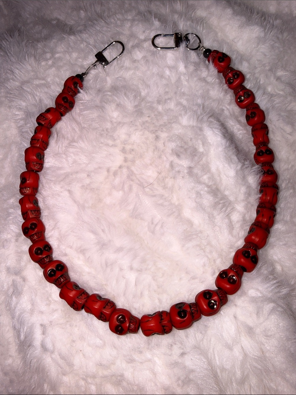 Red Skull Bead Bag Chain